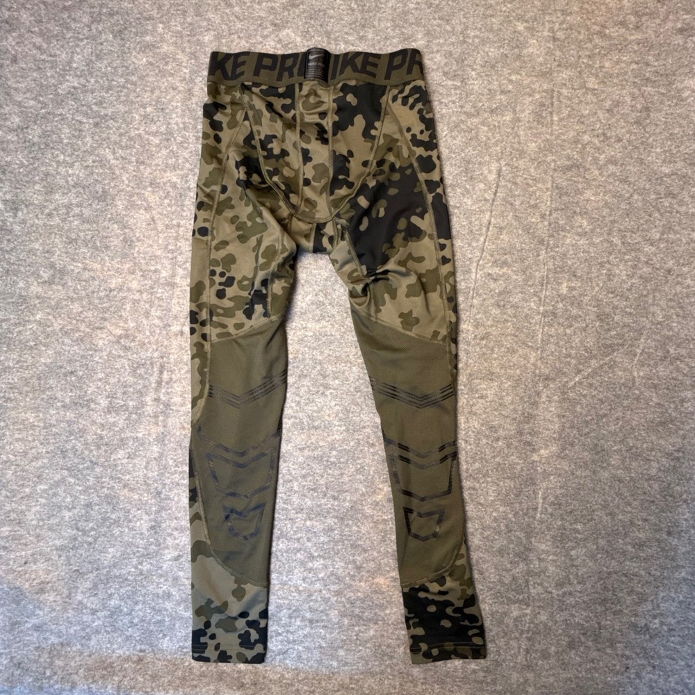 Nike Pro Camo Compression Tights Mens M Green Camouflage Athletic Leggings